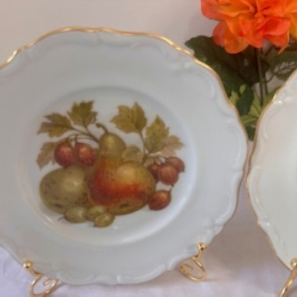 Vintage Winterling Roslau Bavaria Germany Fruit Motif Plate Set – Gold T… - Picture 8 of 8